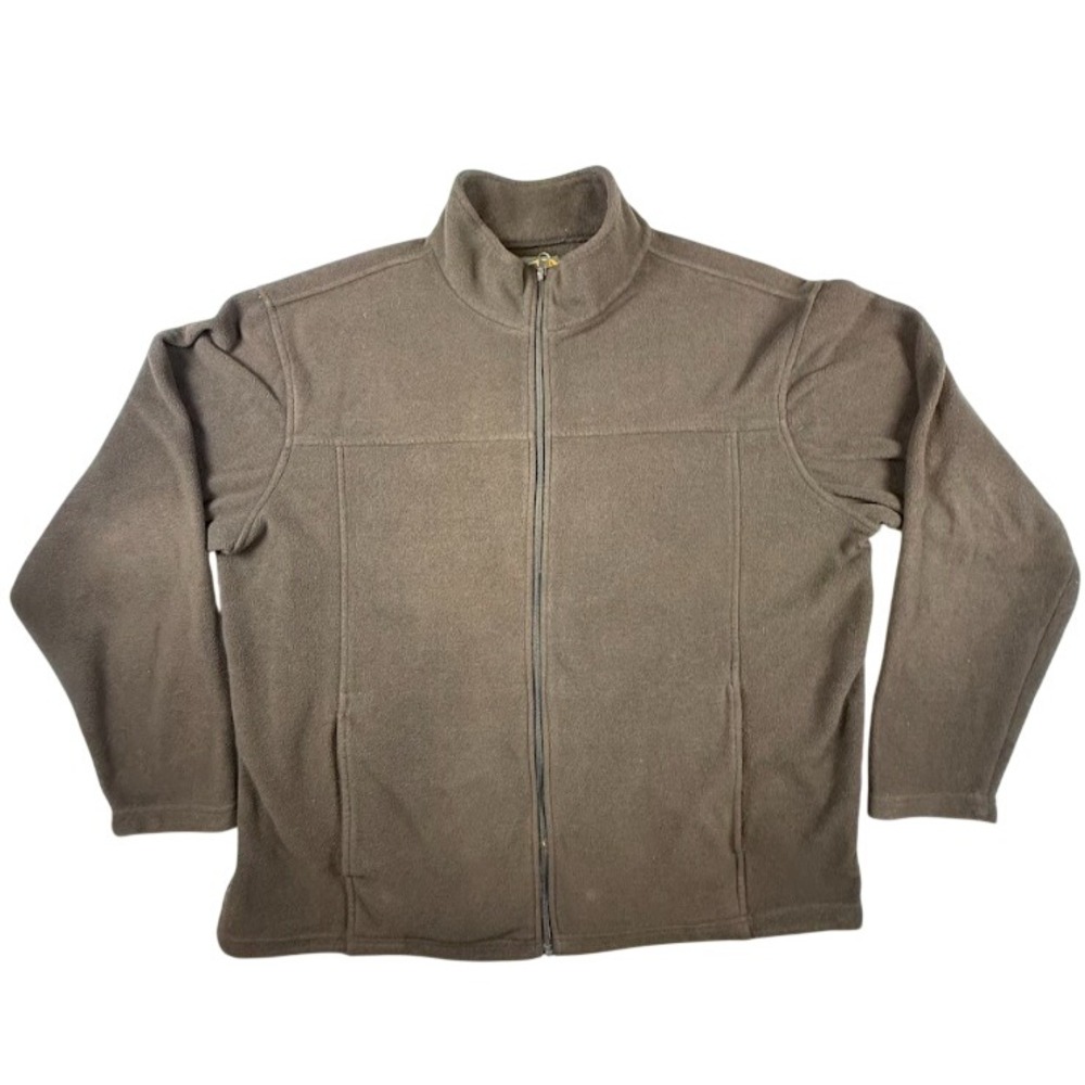 Bass Pro Shops Mens XL‎ Brown Full Zip Fleece Jacket Mock Neck BPF16-8150K